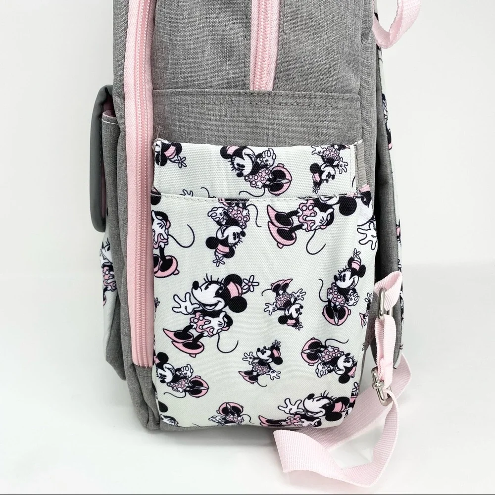 Disney Mickey Mouse 14 Pocket Multi-piece Backpack Diaper Bag Pink Gray 🌟NEW🌟 - Picture 13 of 16